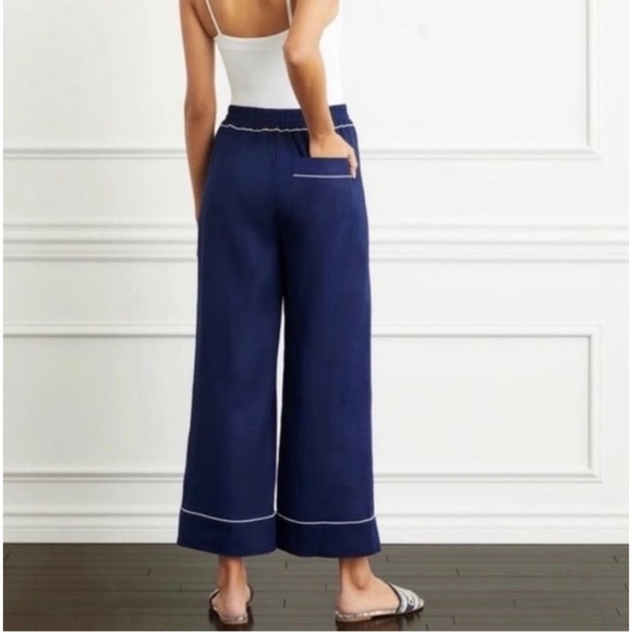 HILL HOUSE Navy 100% linen The Skylar Pants NWT size Large - Picture 3 of 10